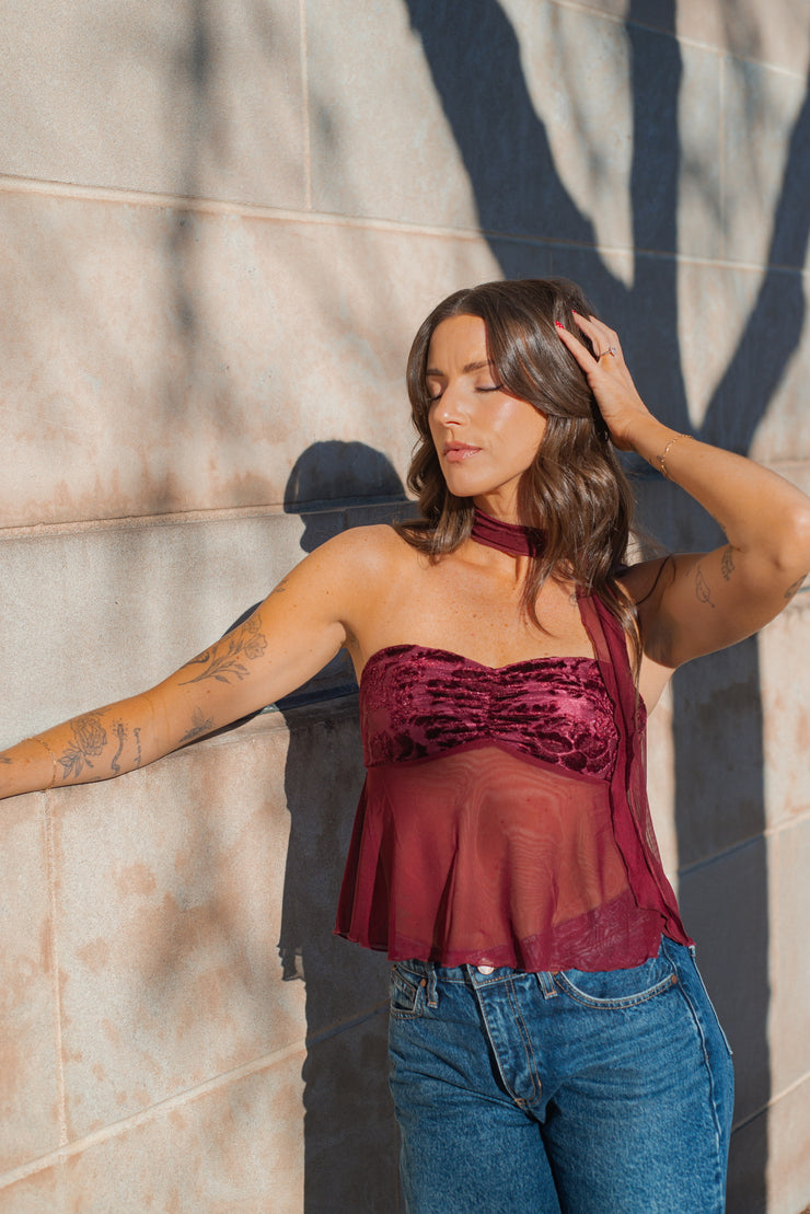 VELVET DREAMS SCARF TOP