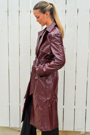 MERLOT LEATHER TRENCH