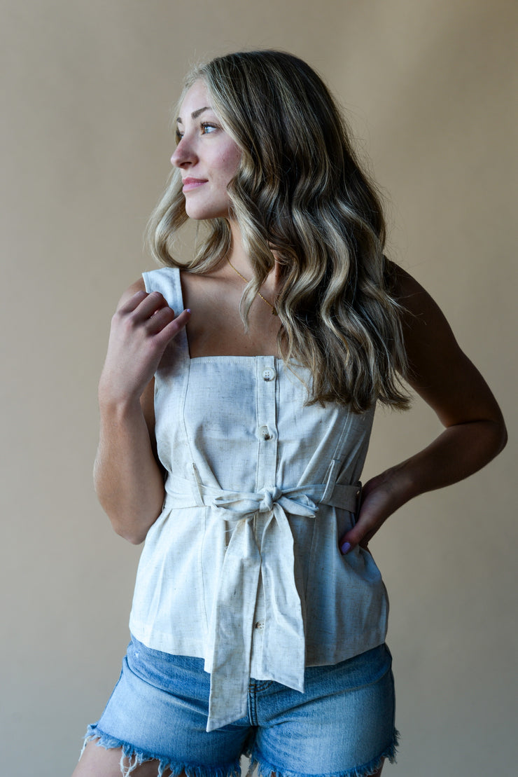 OATMEAL BELTED TANK